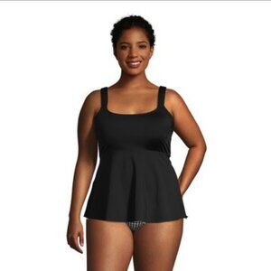 Lands' End Flutter Scoop Neck Tankini Top - Black XXL Plus